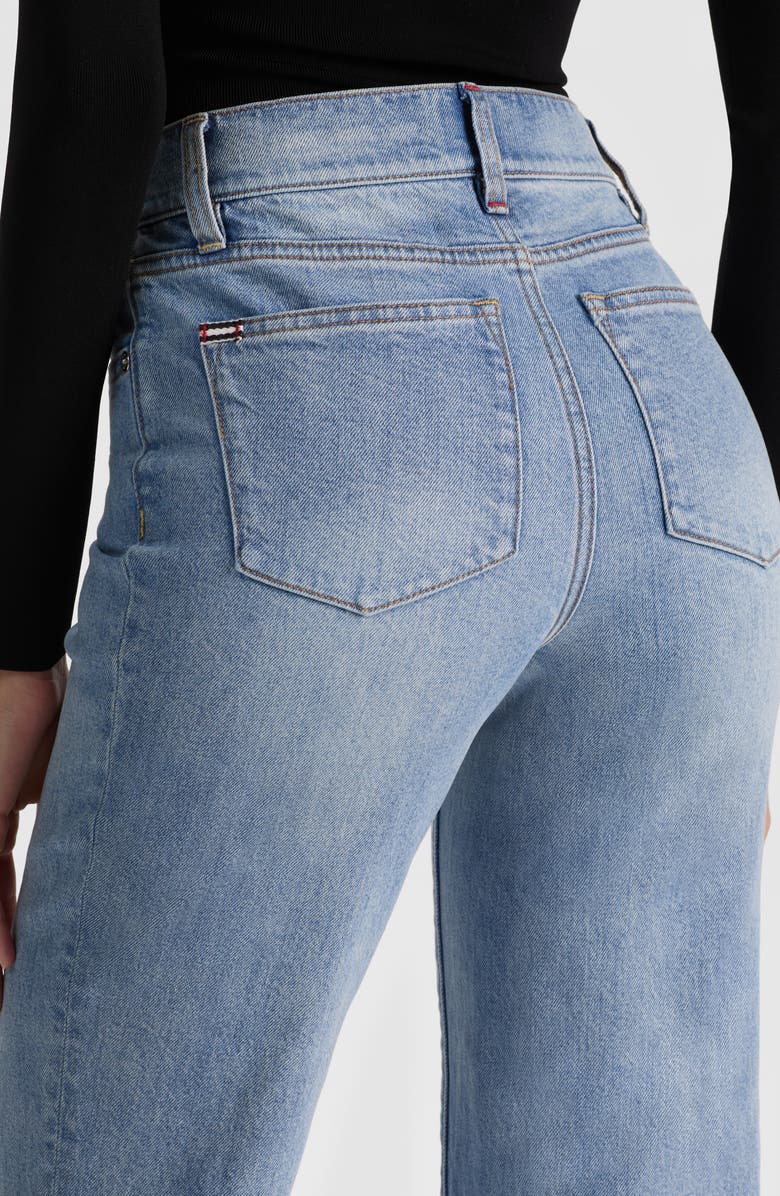 Alice + Olivia Fierce Raw Hem Slim Straight Leg Jeans, Alternate, color, Erika Wash