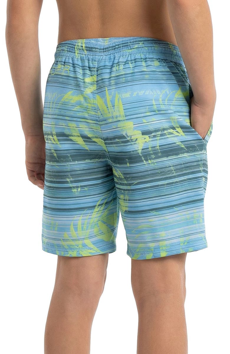 Spyder Kids' Sandstorm Palm Volley Swim Trunks, Alternate, color, Alaskan Blue