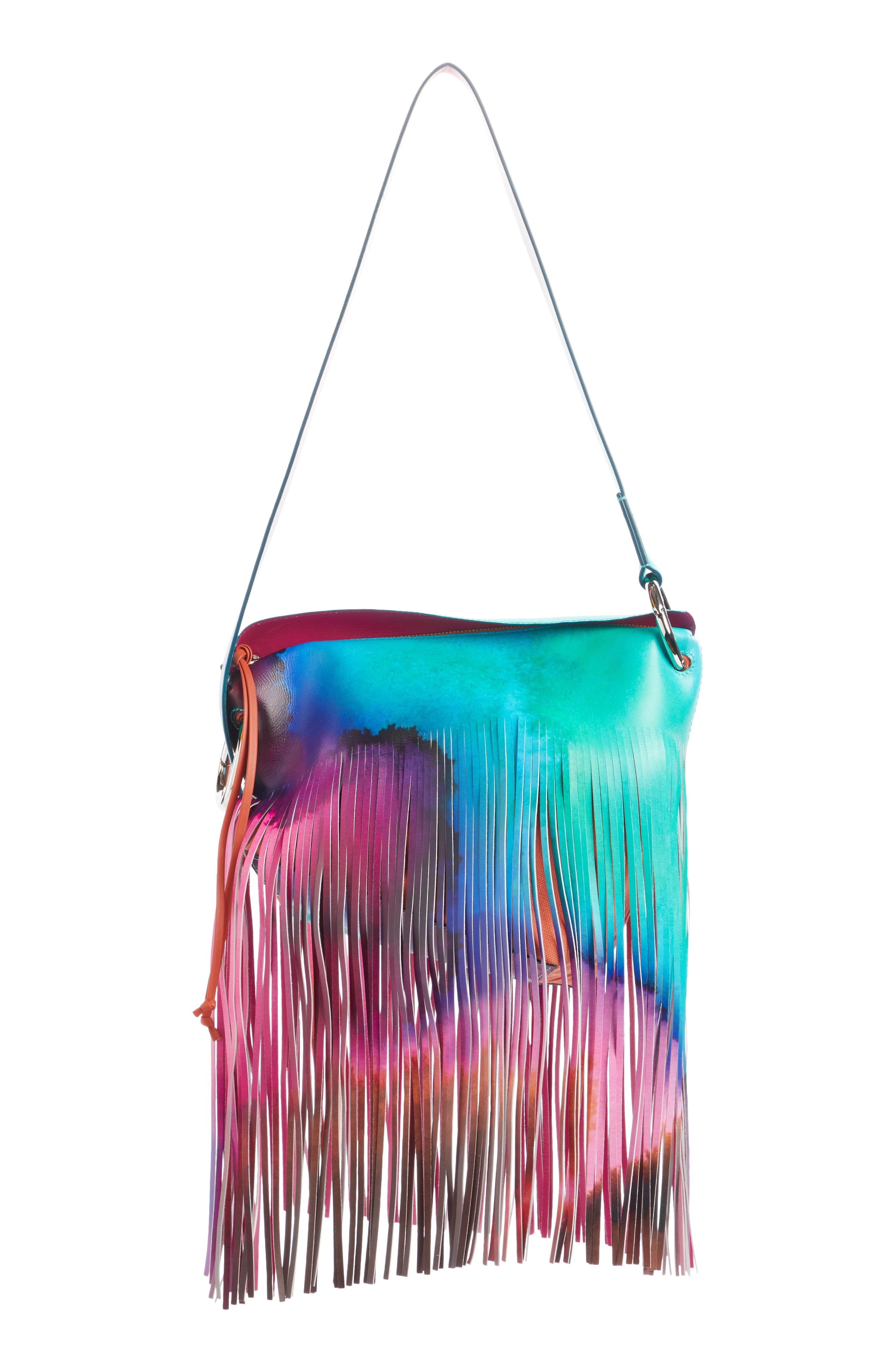 Dries Van Noten Tie Dye Fringe Shoulder Bag, Main, color, 