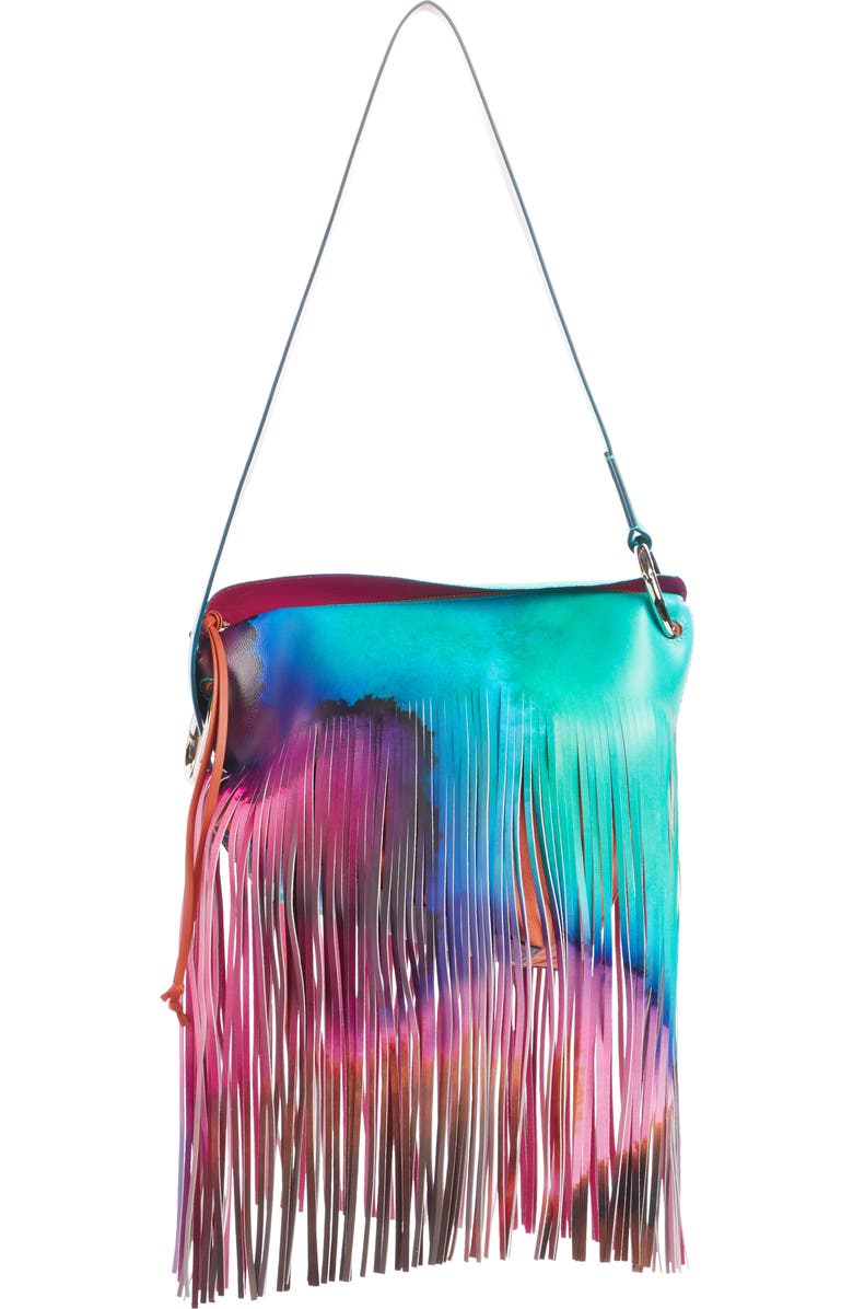 Dries Van Noten Tie Dye Fringe Shoulder Bag, Main, color,