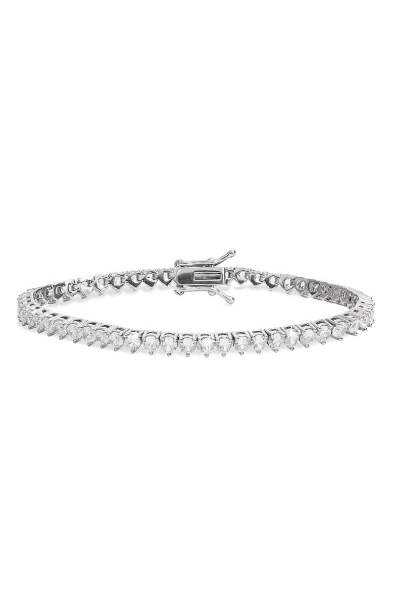 SHYMI Round Cubic Zirconia Tennis Bracelet, Main, color, Silver