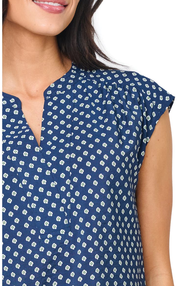 Split Neck Cap Sleeve High-Low Top, Alternate, color, NAVY DAISY