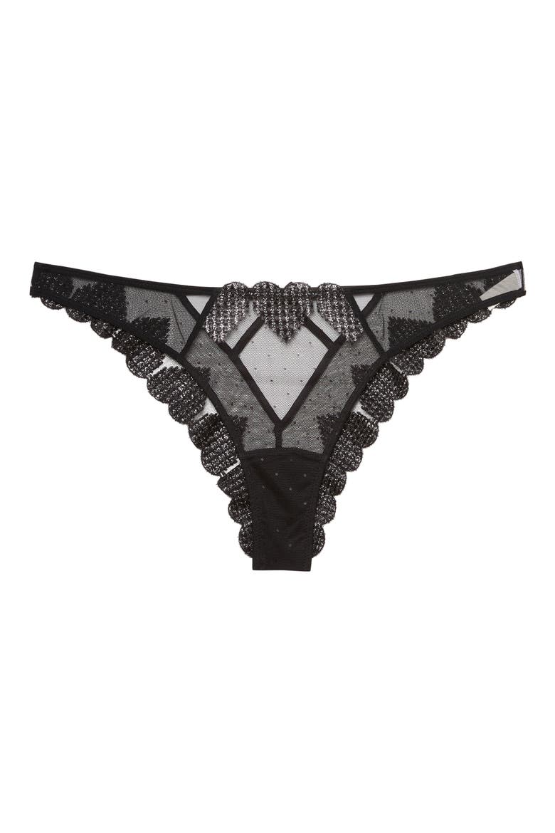Heart Embroidered Cheeky Briefs, Main, color, BLACK