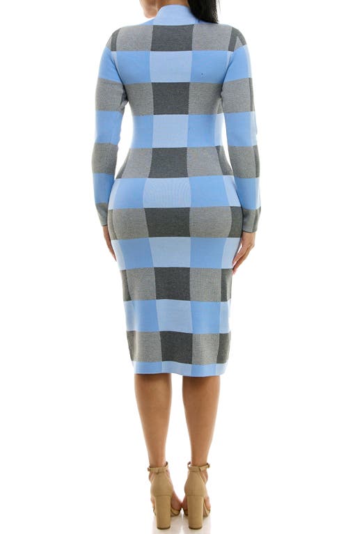 Nina Leonard Jacquard Long Sleeve Sweater Dress In Blue