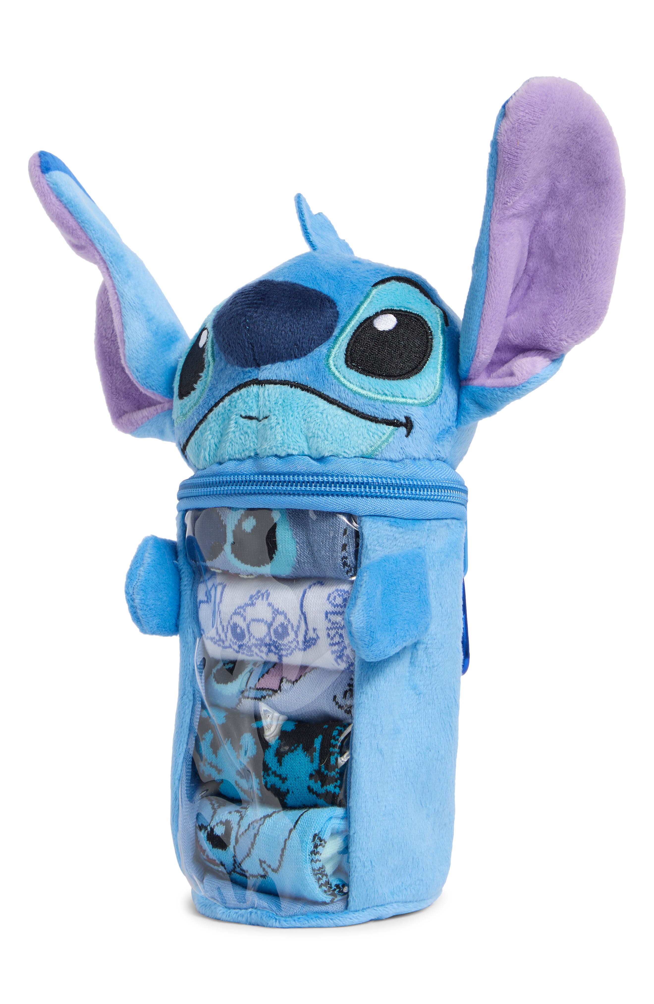 BERKSHIRE FASHIONS Kids' Disney Lilo & Stitch Assorted 5-Pack Socks with Reusable Pouch