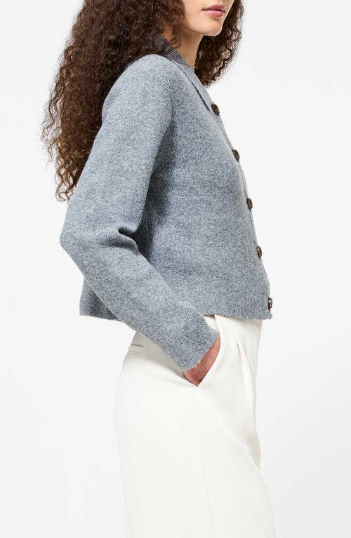 French Connection Ellie Collared Crop Cardigan In Gray