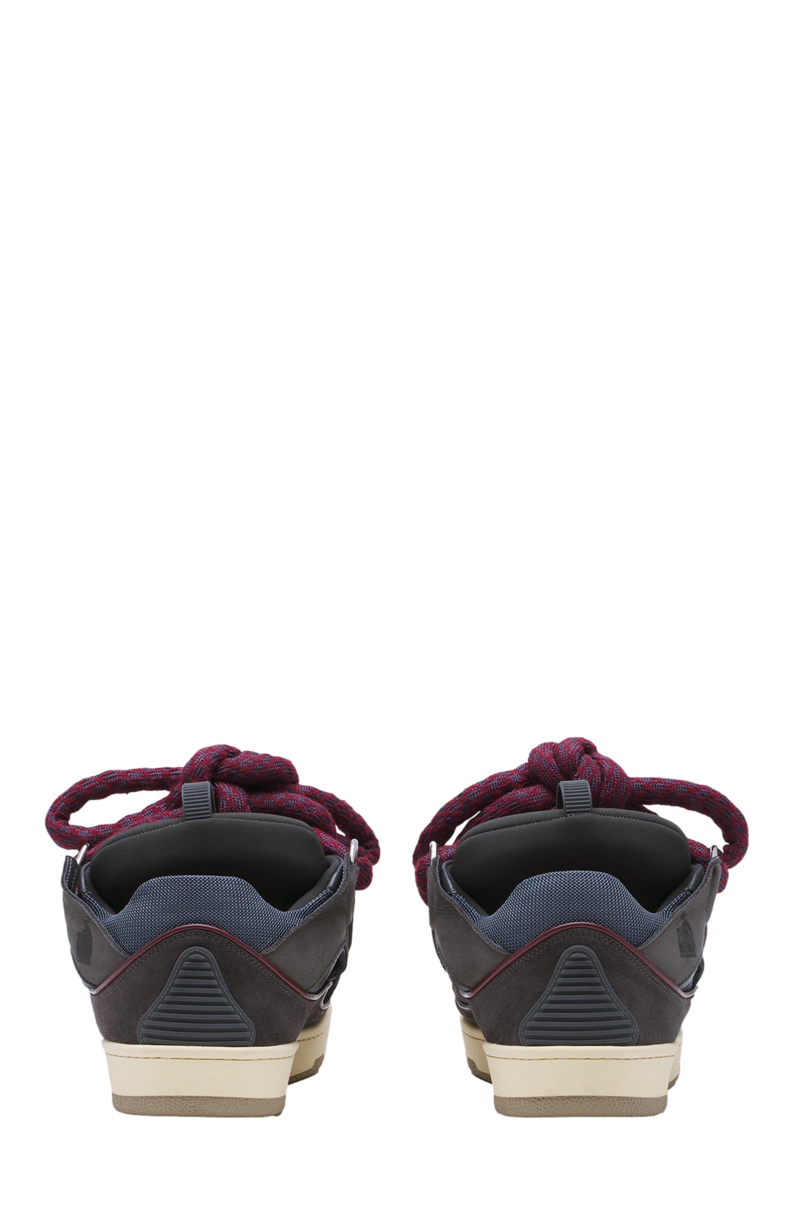 Lanvin Curb Sneakers In Leather With Snake Laces For Men, Alternate, color, Shark Grey