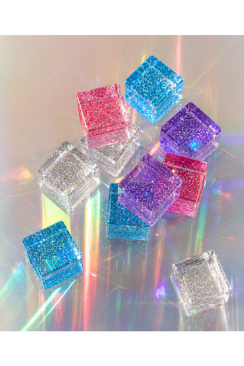 Cosmic Glitter Sparkling Sensory Acrylic Cube Set - 16 Pieces, Alternate, color, Glitter