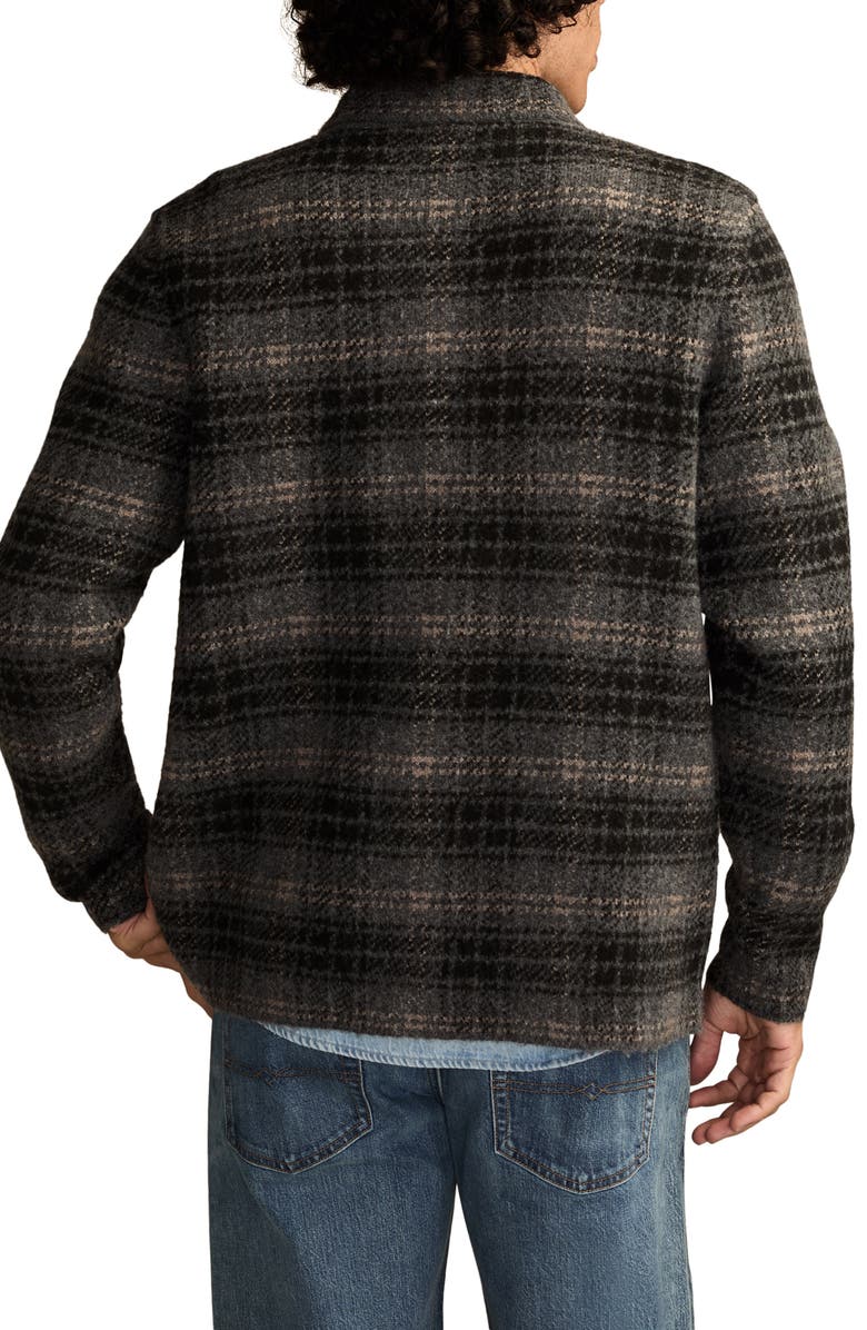 Lucky Brand Jacquard Plaid Knit Button-Up Shirt, Alternate, color, Dark Black Mutli