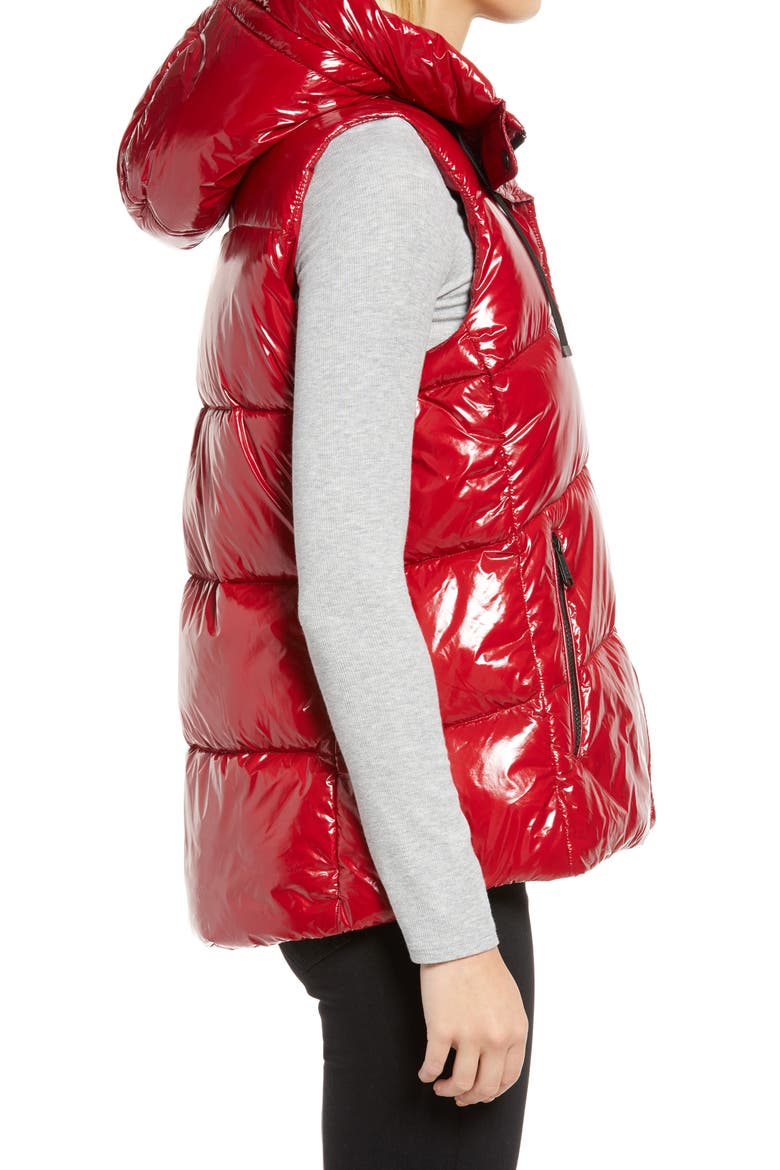 Hooded Puffer Vest, Alternate, color, BEET RED