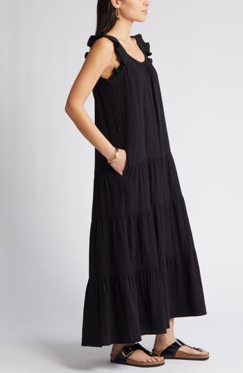 ワンピース maison celon frilly tiered dress BLACK Caslon® Ruffle Tiered Cotton Maxi Sundress | Nordstrom