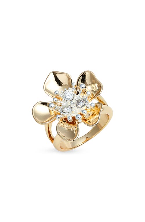 Shop Nordstrom Floral Cubic Zirconia Accent Ring In Goldilver