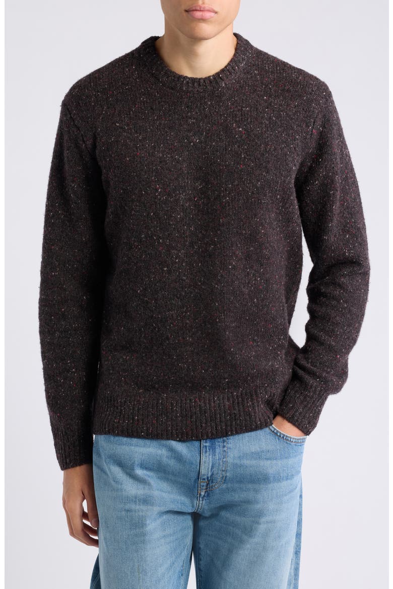 Donegal Crewneck Merino Wool Blend Sweater, Main, color, PINOT NOIR