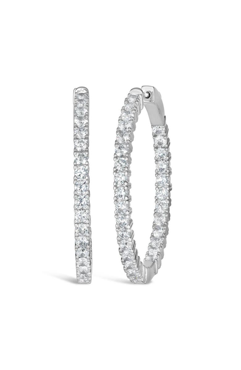Anna Zuckerman Inside Out 1.25ctw Diamond Crystalline Hoops, Main, color, Platinum