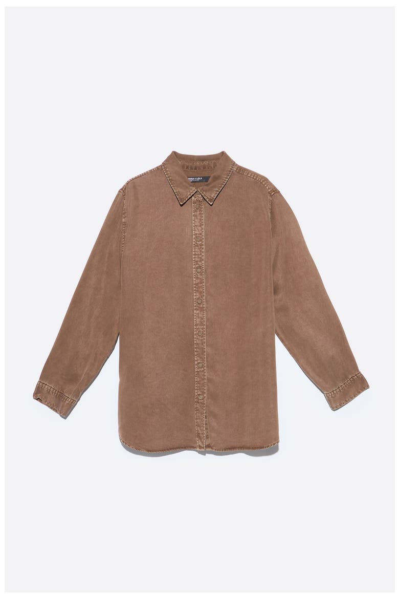 Straight Fluid Lyocell Shirt, Alternate, color, WASHED BROWN