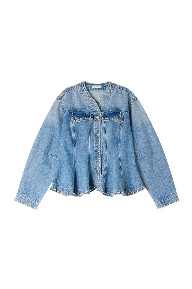 Beaded denim jacket, Alternate, color, Blue jean