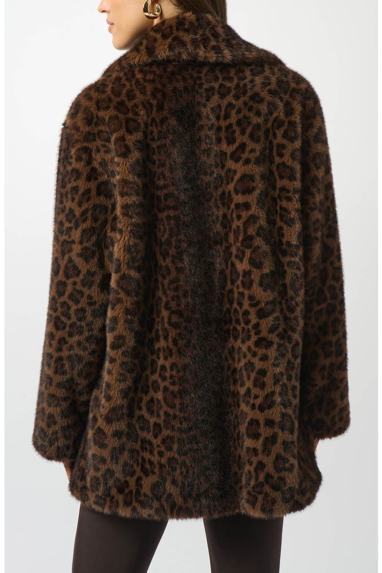 Leopard Print Faux Fur Double Breasted Coat, Alternate, color, BEIGE/ BLACK