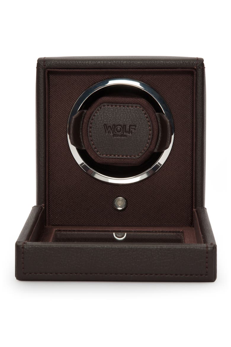 Cub Single Watch Winder with Cover, Alternate, color, BROWN