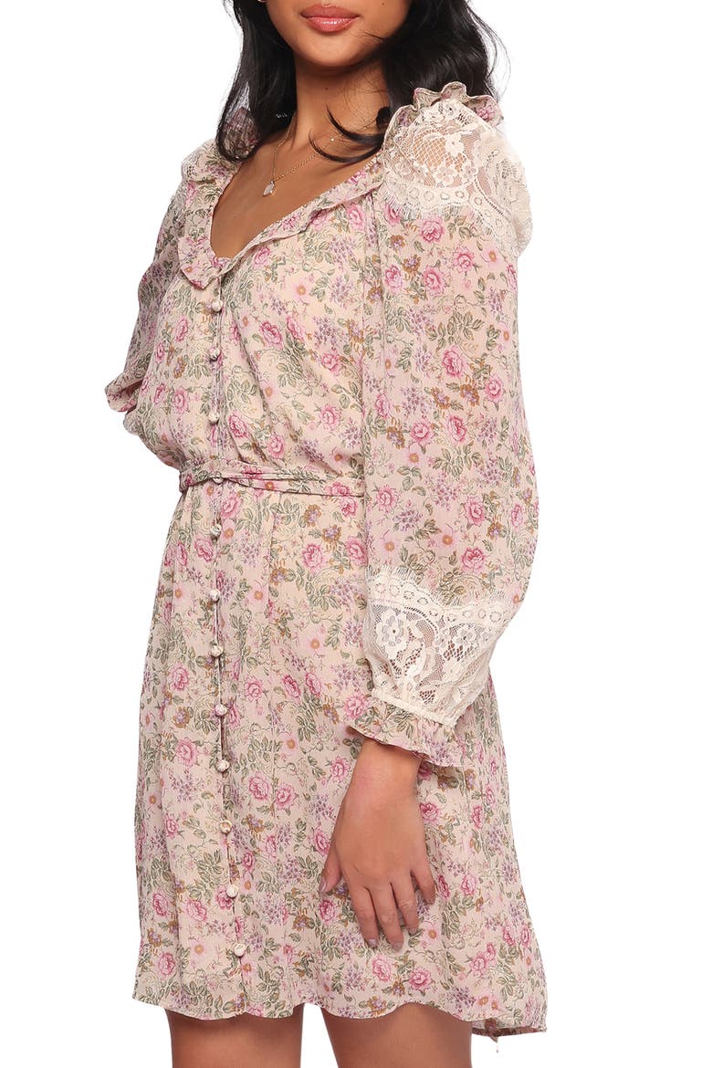 Sylvia Print Long Sleeve Minidress, Alternate, color, IVORY MULTI