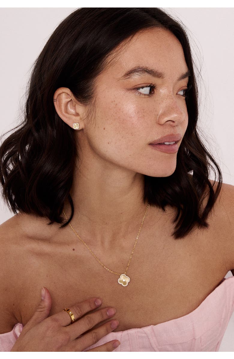 Electric Picks Icon Clover Stud Earrings, Alternate, color, Gold