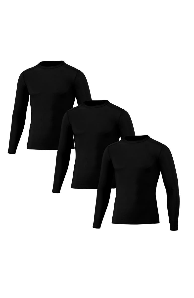 BenBen Men's Compression Shirt T-Shirt Gym Tops Moisture-Wicking Cool Tek 3-Pack, Main, color, Black