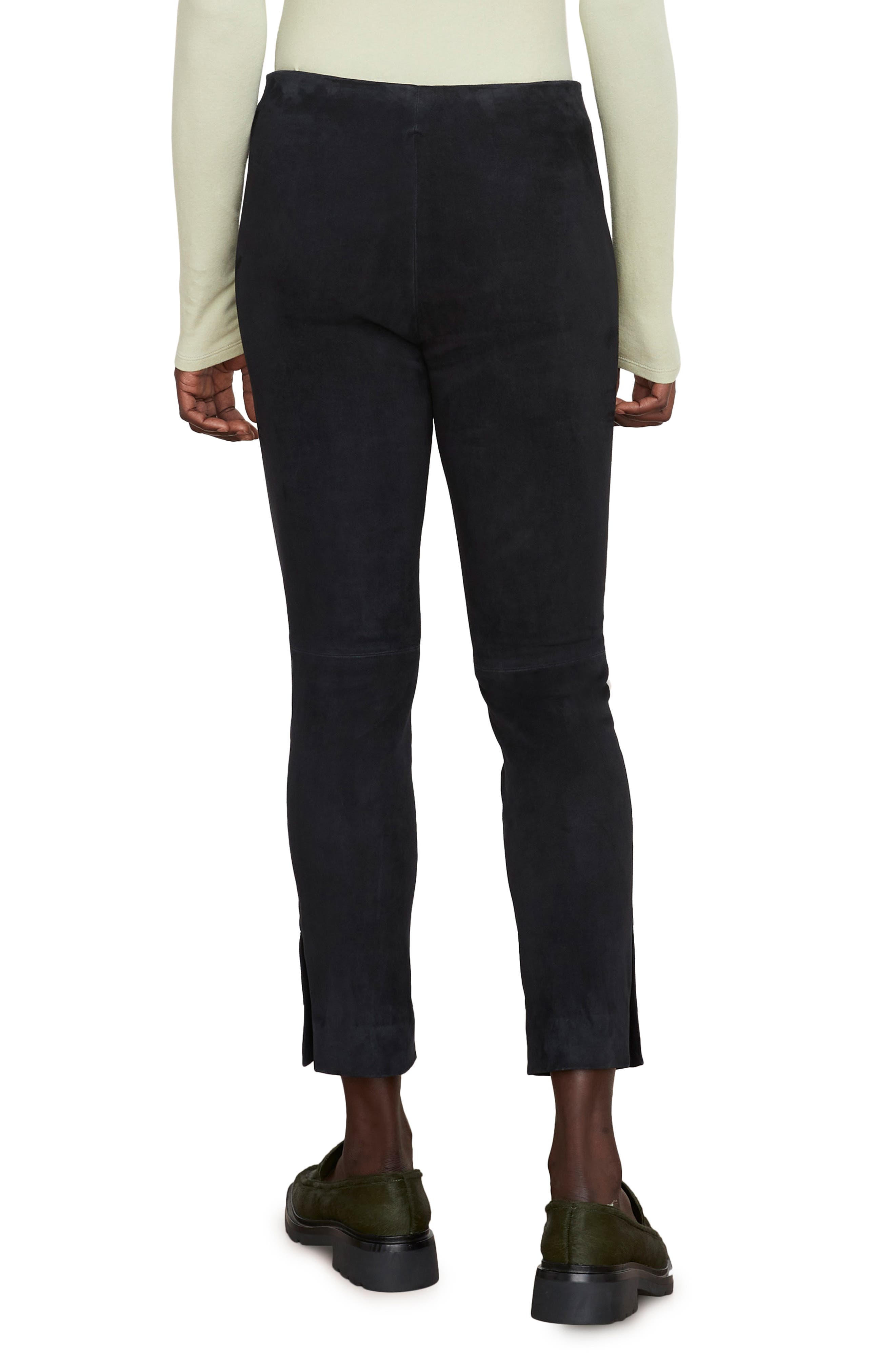Stretch Suede Split Hem Crop Pants - image 4