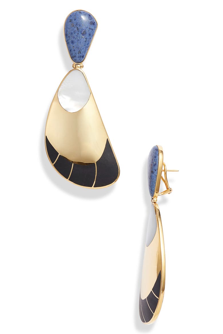 Garzon Drop Earrings, Main, color, DURMORT/MOTHER PEARL/BLACK