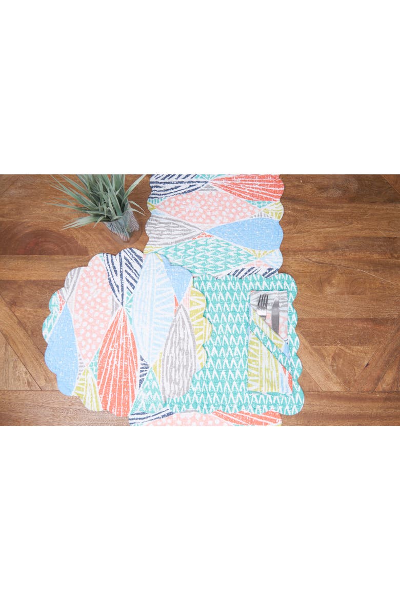 Surfside Sound Cotton Table Runner 14" x 51" - Nautical Beach, Alternate, color, Blue
