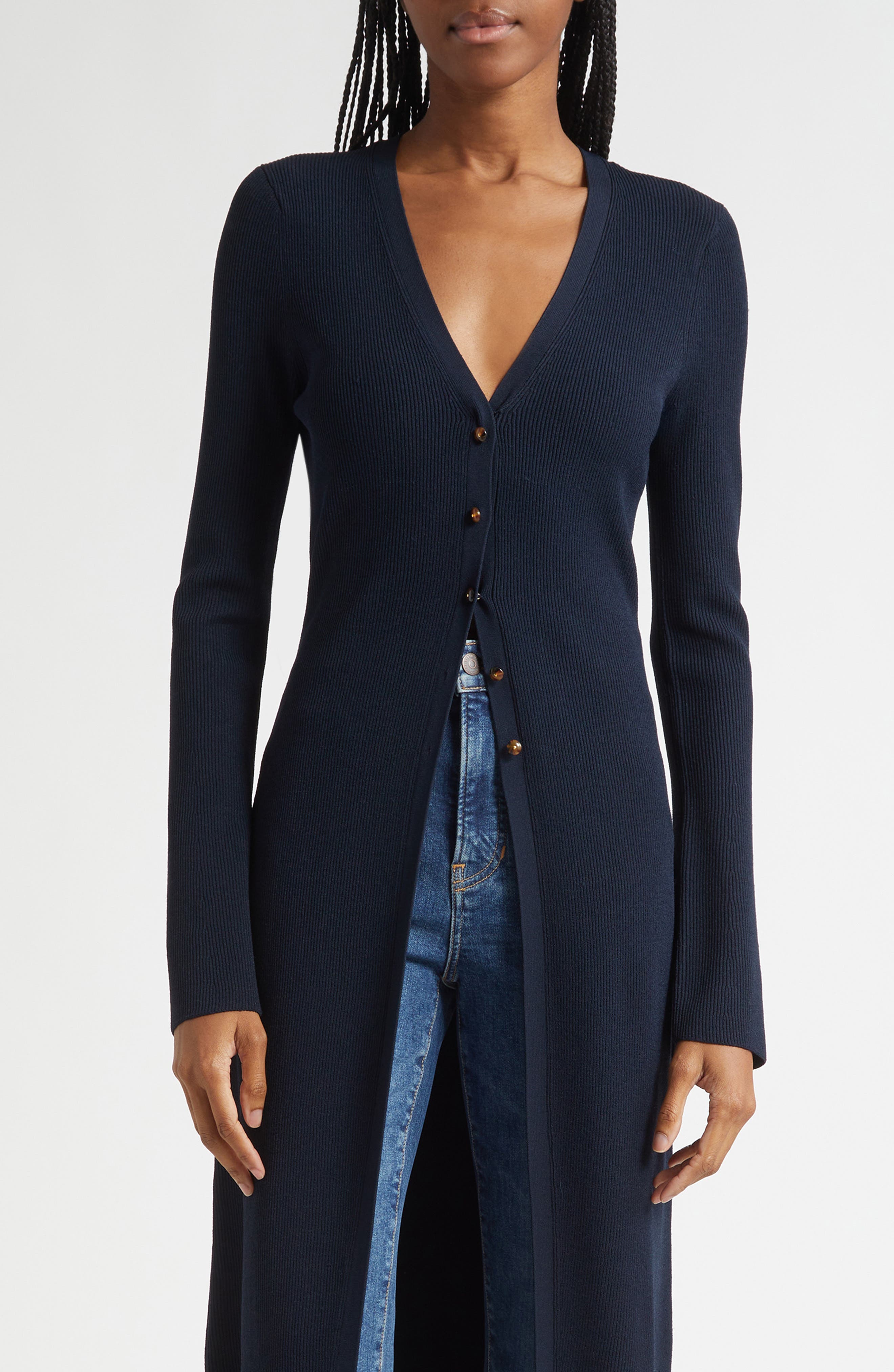Veronica Beard Tulsi Longline Rib Cardigan