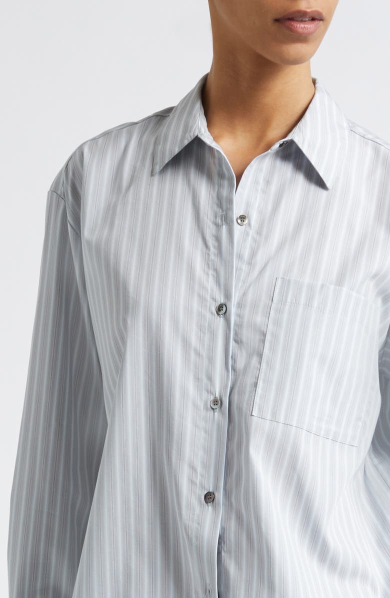 LESET Yoshi Stripe Cotton Button-Up Shirt, Alternate, color, Sterling Stripe