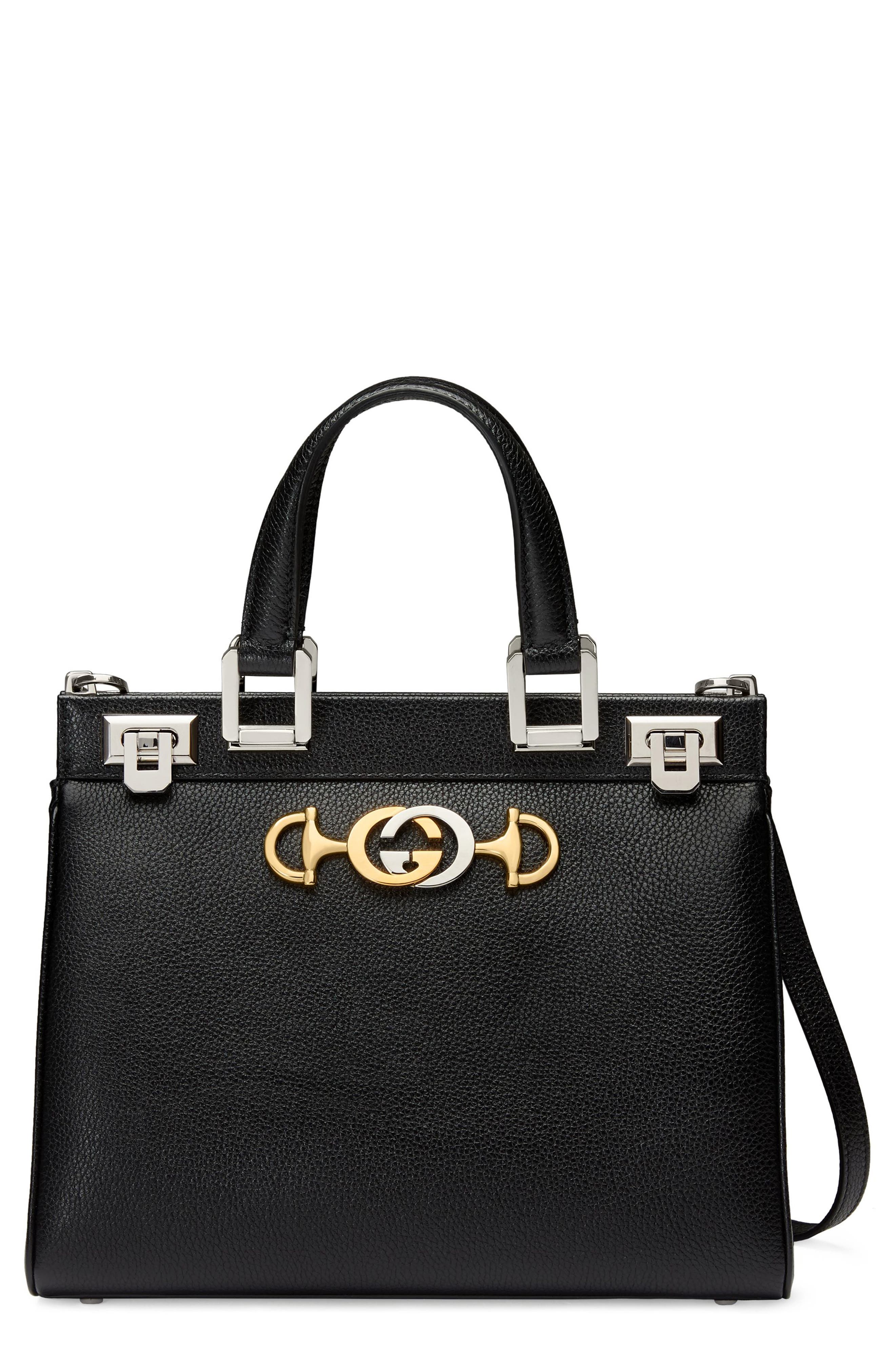 SmallLeather Satchel, Main, color, BLACK