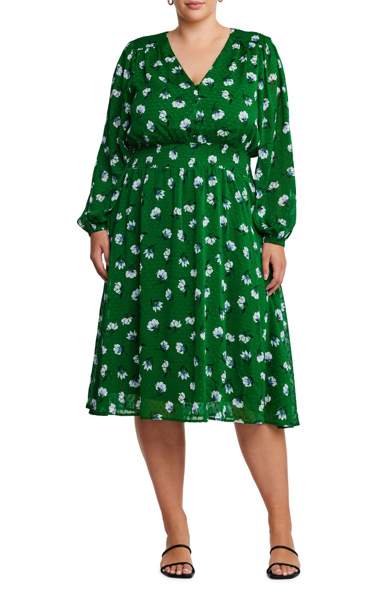 Estelle Wispy Smocked Floral Long Sleeve Midi Dress, Main, color,
