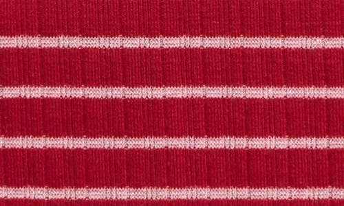 Shop Nordstrom Kids' Metallic Mock Neck Top In Red Rio- Silver Luxe Stripe
