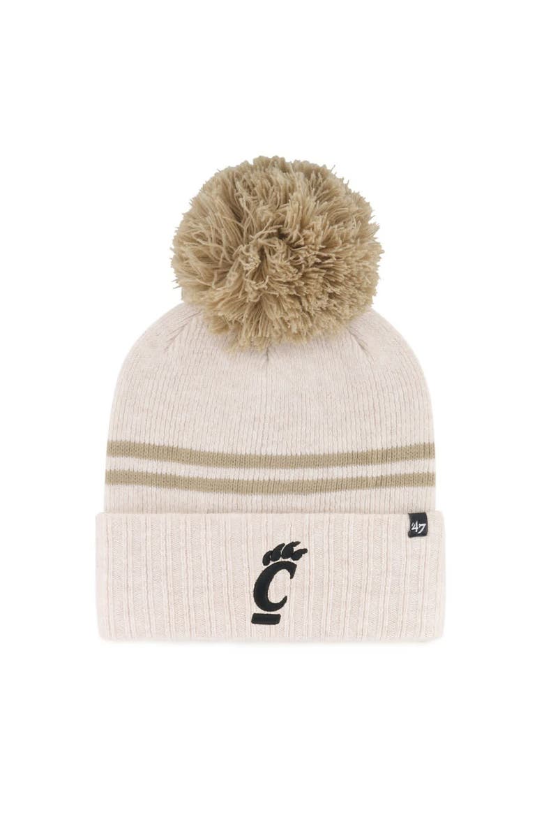 Women's '47  Natural Cincinnati Bearcats Core & Inline Latte Cuffed Knit Hat with Pom, Main, color, Natural