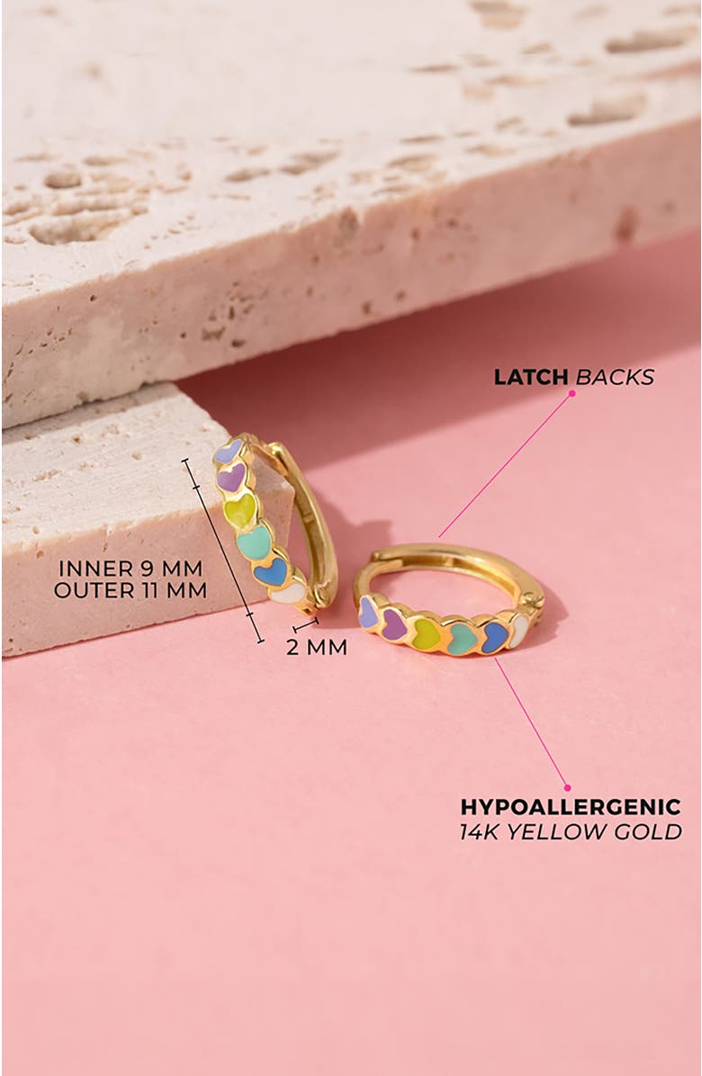 In Season Jewelry 14k Multicolored Heart Cascade Earrings, Alternate, color, Gold