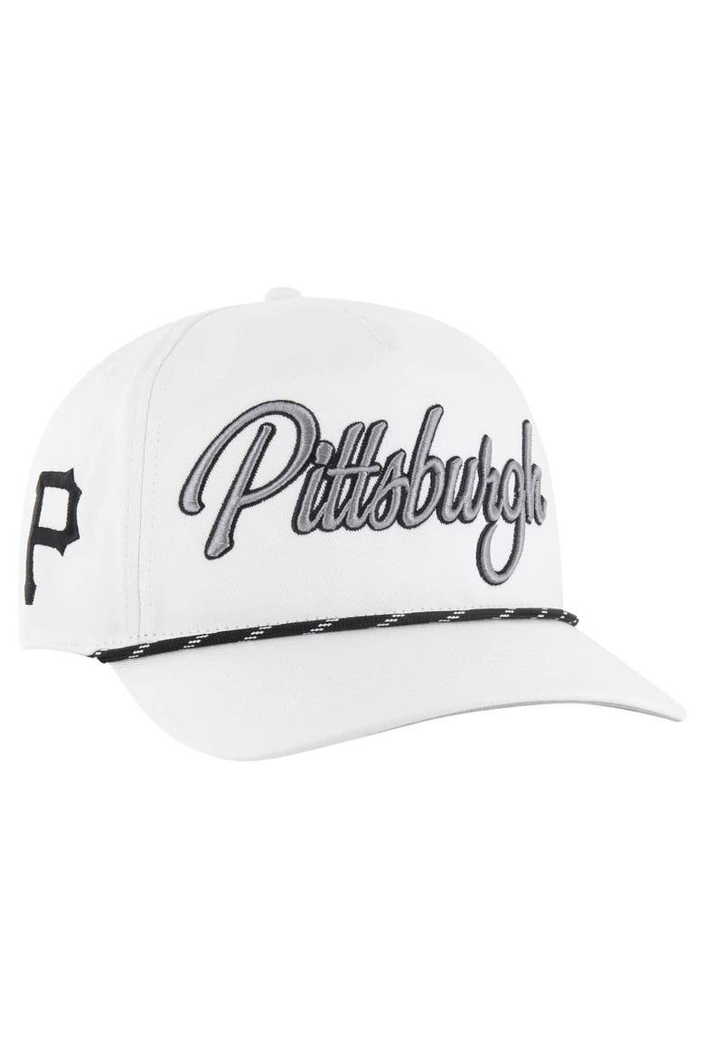 Men's '47 White Pittsburgh Pirates Overhand Speckle Hitch Rope Adjustable Hat, Main, color, White