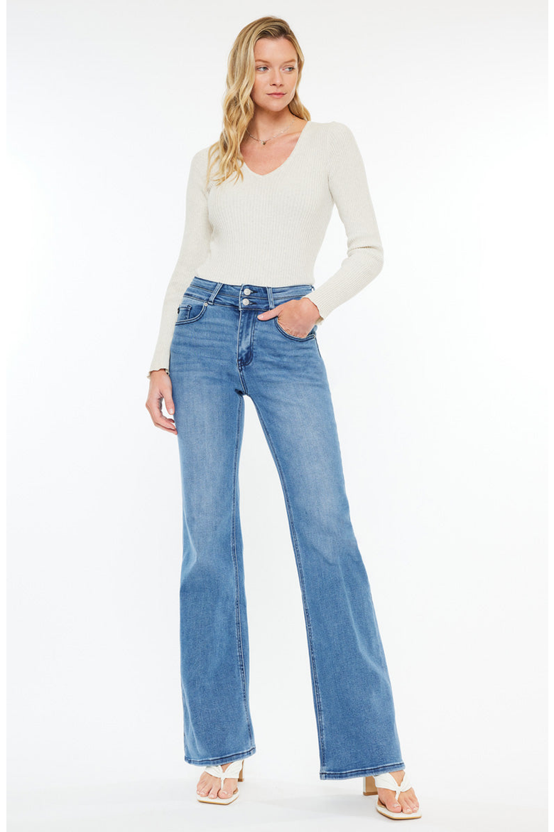 Onyx Essentials Ultra High Rise Wide Flare Jeans, Alternate, color, Medium Wash