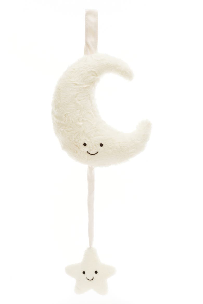 Amuseables Crescent Moon & Star Musical Pull 11-Inch Plushie, Alternate, color, WHITE