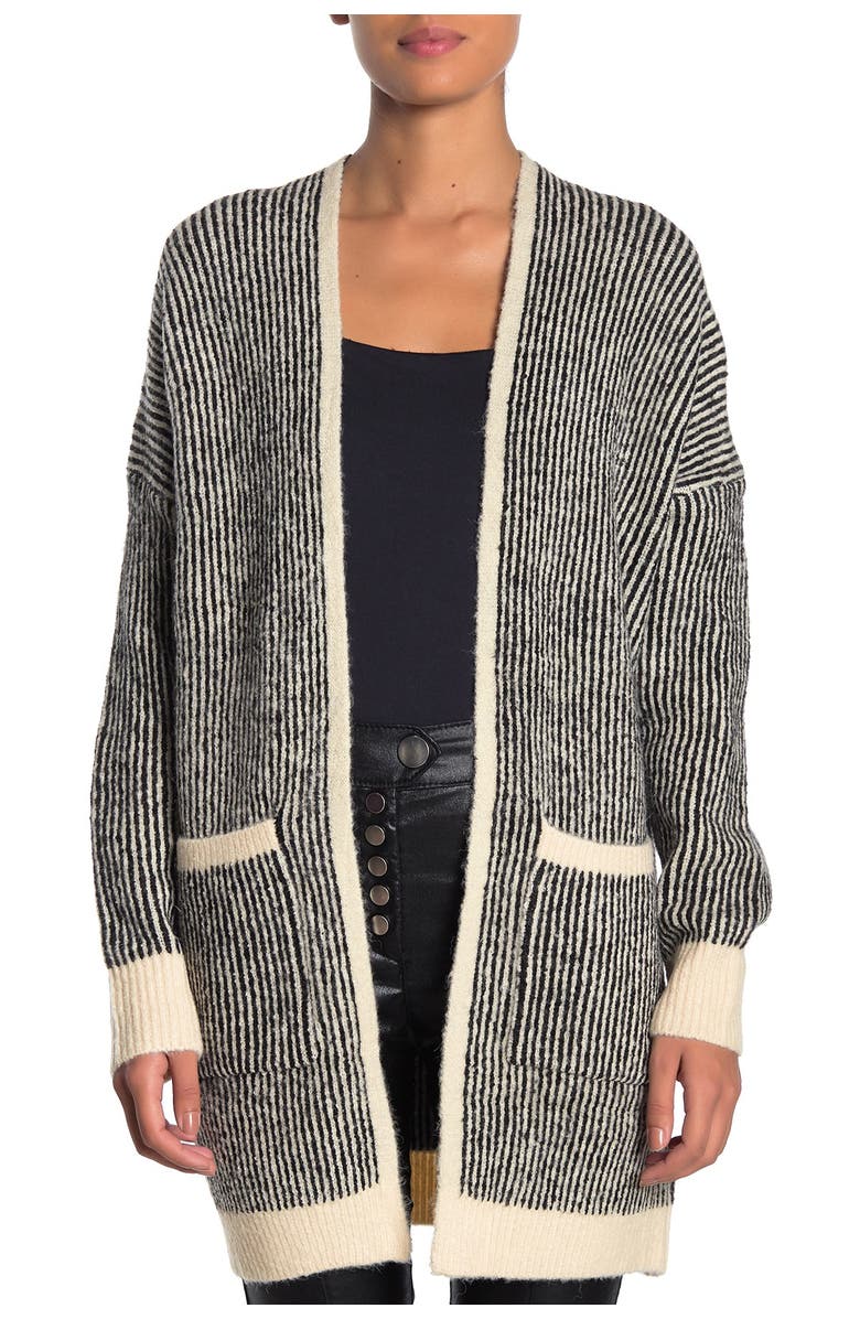 FRNCH Micro Stripe Long Cardigan, Alternate, color, 