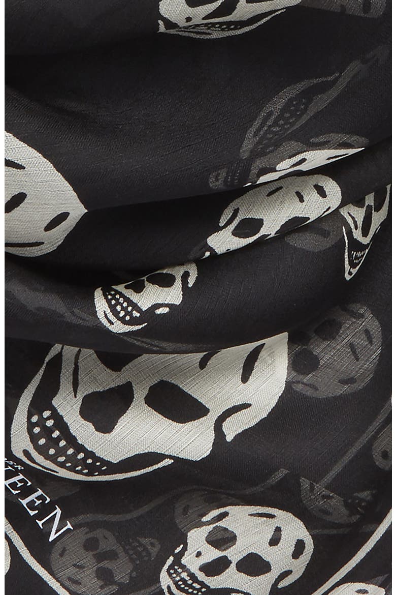 Alexander McQueen Skull Foulard Silk Scarf, Alternate, color, BLACK/ IVORY