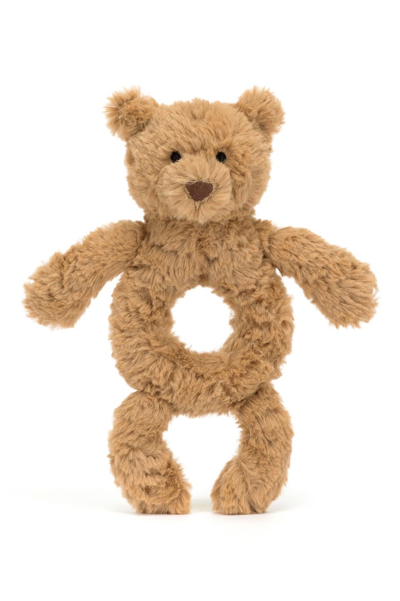 Bartholomew Bear 7-Inch Ring Rattle, Main, color, BROWN