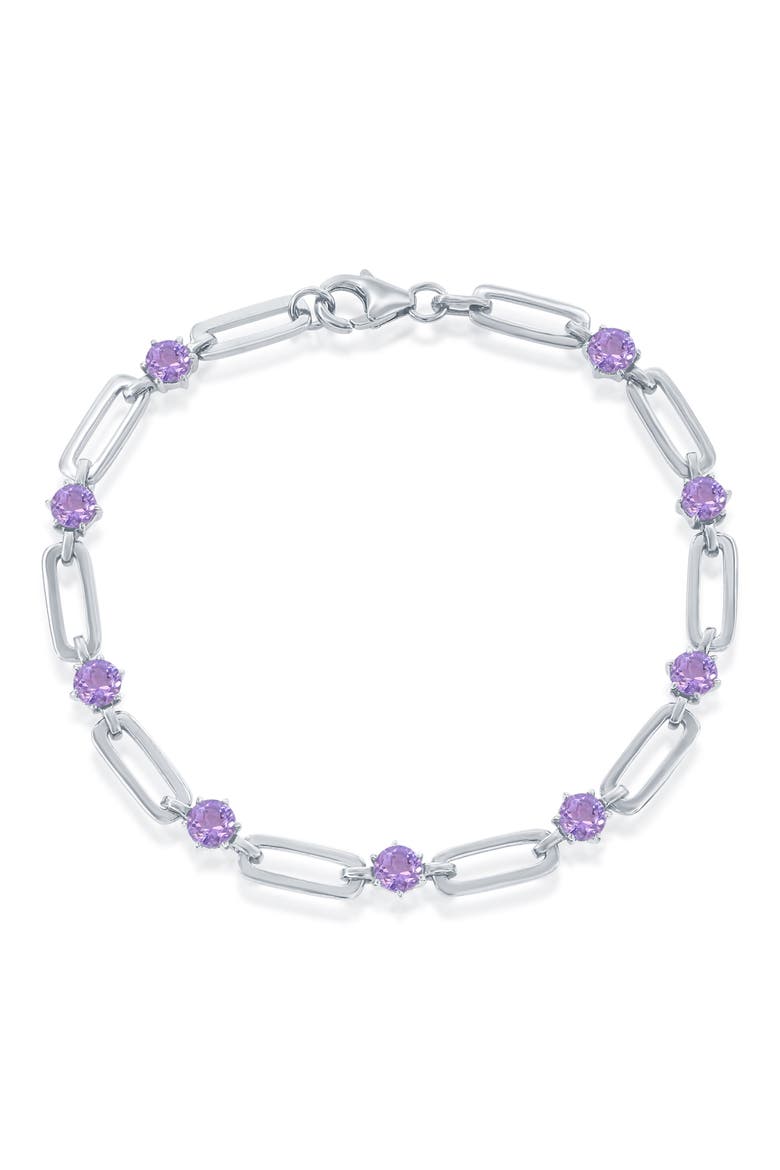 Sterling Silver Paperclip Link & Amethyst Bracelet, Main, color, AMETHYST
