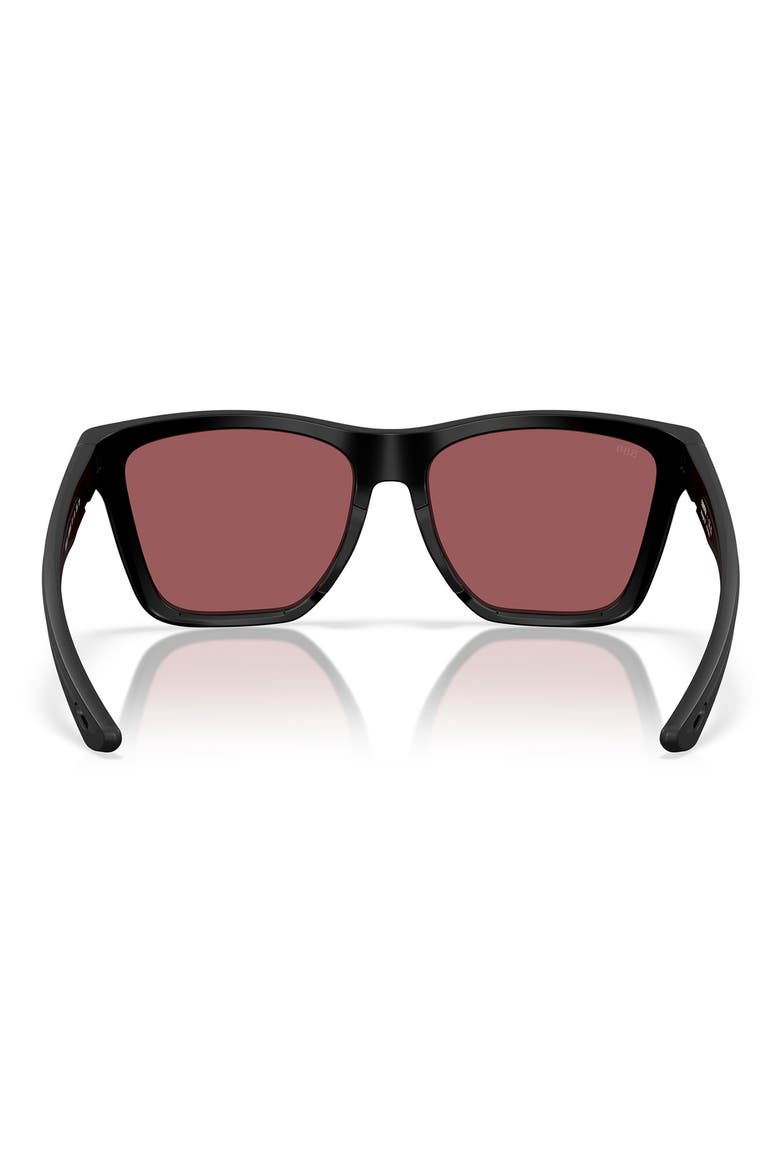 57mm Polarized Mirrored Rectangular Sunglasses, Alternate, color, MATTE BLACK/ GOLD MIRROR 580G
