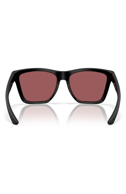 Costa Del Mar 57mm Polarized Mirrored Rectangular Sunglasses In Matte Black/gold Mirror 580g