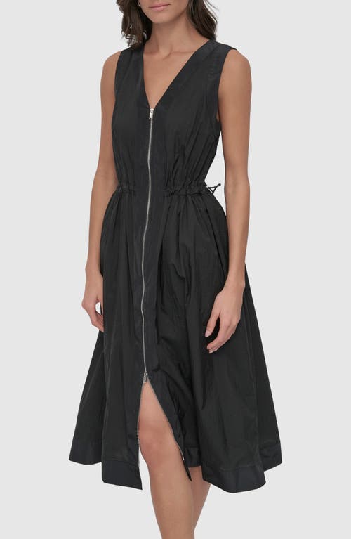 Dkny Sportswear Toggle Waist Nylon Midi Dress In Black