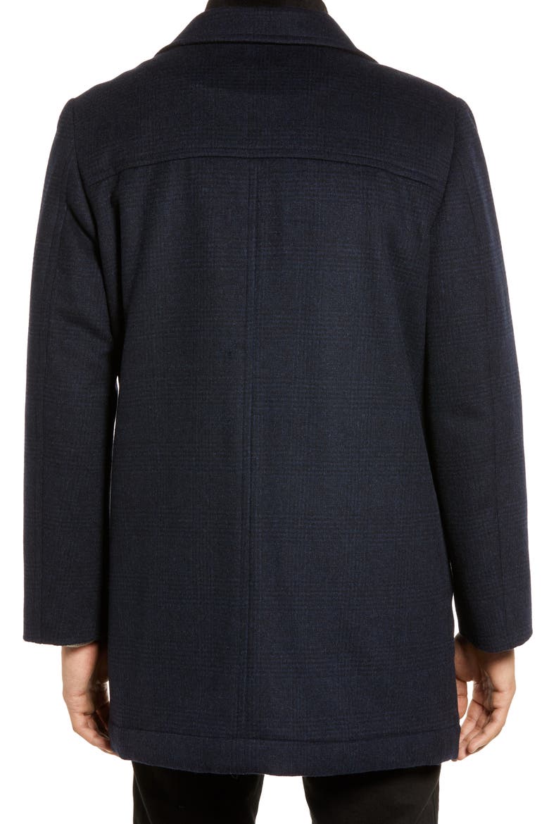 MacBeth Wool Blend Car Coat with Bib, Alternate, color, NAVY PLAID