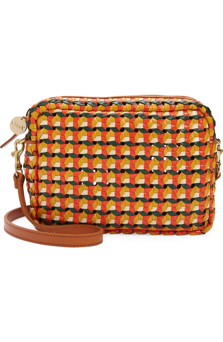 Clare V. Midi Sac Woven Leather Crossbody Bag, Main, color,