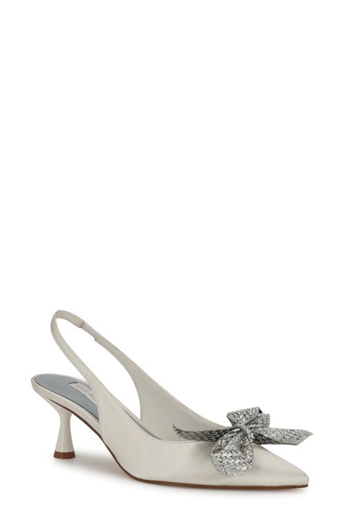 Nine West Rills Slingback Pointed Toe Kitten Heel Pump In White