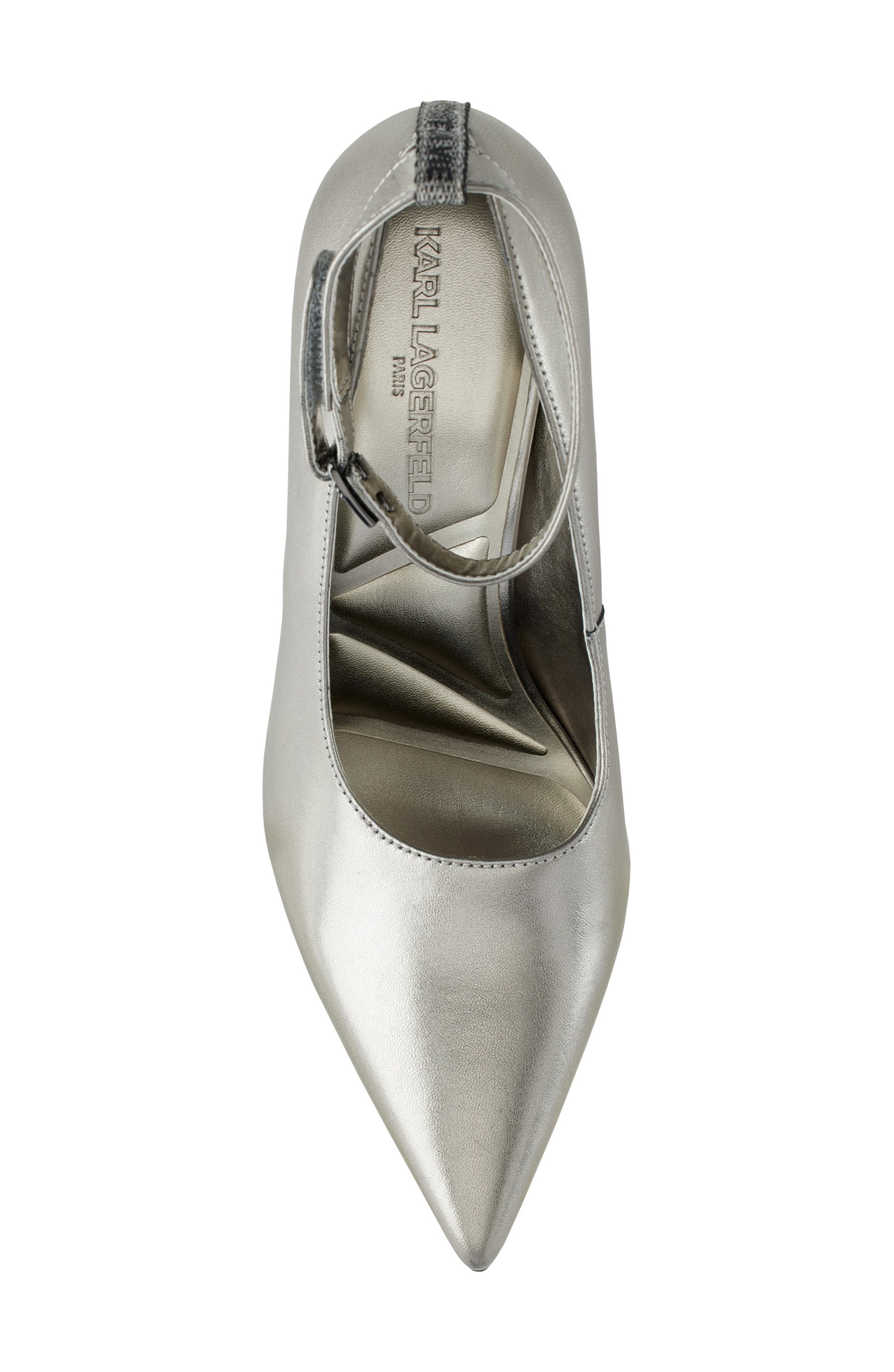 KARL LAGERFELD PARIS Sury Ankle Strap Pump, Alternate, color, Pewter