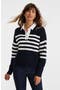  Navy/Ivory Placed Stripe